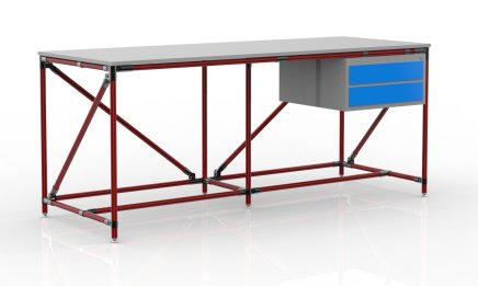 Dílenský stůl s kontejnerem se dvěma zásuvkami šíře 2000 mm, 240405314