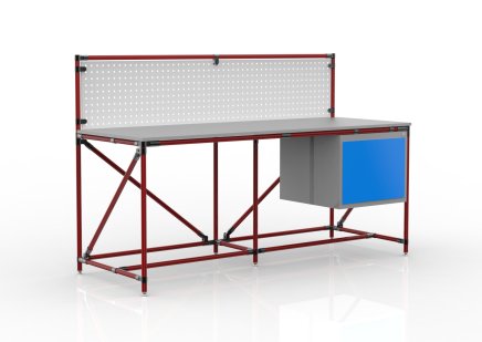 Dílenský stůl s perfopanelem šíře 2000 mm, 240408311 - 2