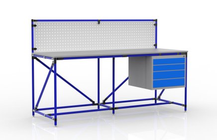 Dílenský stůl s perfopanelem šíře 2000 mm, 240408310 - 3