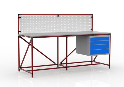 Dílenský stůl s perfopanelem šíře 2000 mm, 240408310 - 2