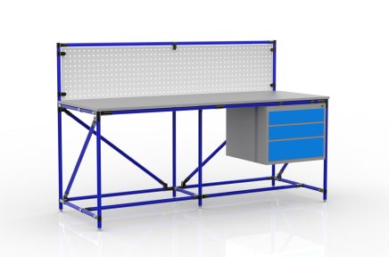 Dílenský stůl s perfopanelem šířky 2000 mm, 24040839 - 3