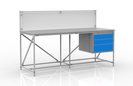 Dílenský stůl s perfopanelem šířky 2000 mm, 24040839 - 1