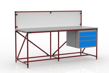 Dílenský stůl s perfopanelem šířky 2000 mm, 24040839 - 2