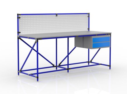 Dílenský stůl s perfopanelem šířky 2000 mm, 24040838 - 3