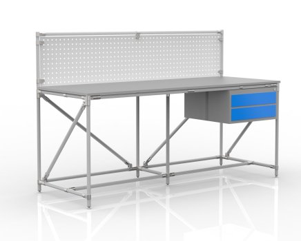 Dílenský stůl s perfopanelem šířky 2000 mm, 24040838