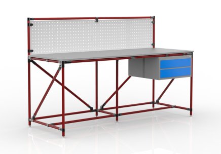 Dílenský stůl s perfopanelem šířky 2000 mm, 24040838 - 2