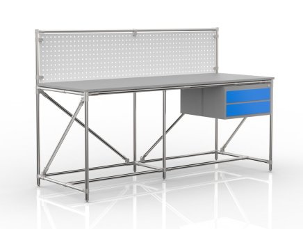 Dílenský stůl s perfopanelem šířky 2000 mm, 24040838 - 4
