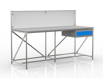 Dílenský stůl s perfopanelem šířky 2000 mm, 24040837 - 4