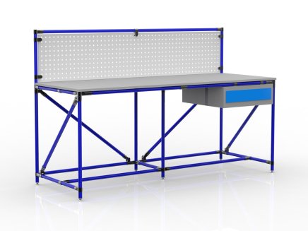 Dílenský stůl s perfopanelem šířky 2000 mm, 24040837 - 3