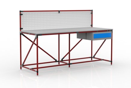 Dílenský stůl s perfopanelem šířky 2000 mm, 24040837 - 2