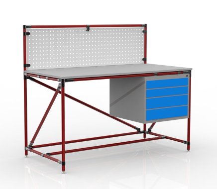 Dílenský stůl s perfopanelem šíře 1500 mm, 24040834 - 2
