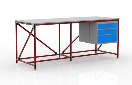 Dílenský stůl s kontejnerem se třemi zásuvkami šíře 2000 mm, 240405315