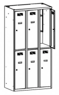 Šatní skříň kovová se sníženou výškou MSum 432S šířka 1200 mm